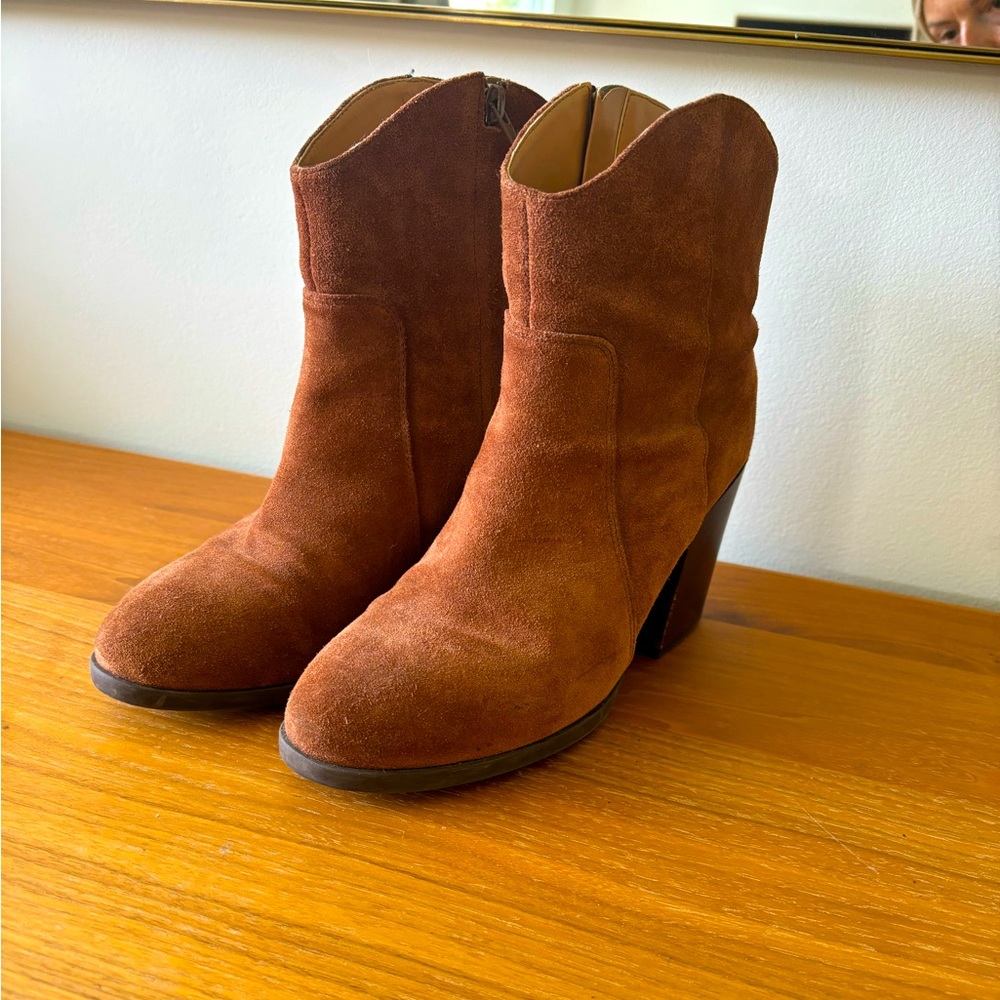 Nine West Brown Suede Western Ankle Booties